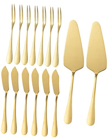 GRIRIW Set de Couteaux et Ustensiles en Acier Inoxydable pour Mariage Comprenant Coupe-gâteau, Fourchette à Fruits et Spatule à Beurre, Découpe Service Lors de Fêtes
