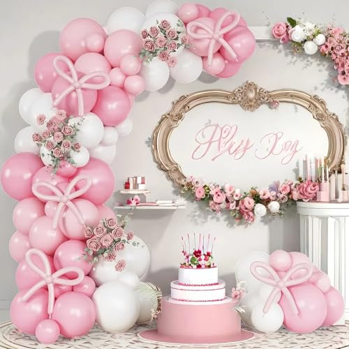 Kit Arco Globos Rosa Blanco, 93 Pcs Guirnalda de Globos Blanco y Rosa Chiaro Globos Deco, Arco de Globo Deco para Adultos y Niños para Cumpleaños Baby Shower Bodas Aniversario (blanco rosado)
