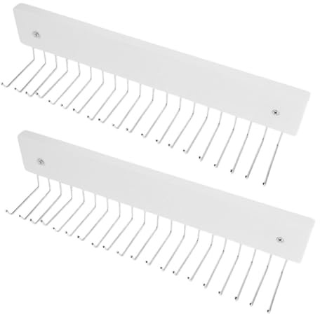 Porte-Ceintures Mural Pivotant 180° en Bois et Fer 2 Pièces | Rangement Élégant pour Écharpe et Collier, Usage Bureau et Petits Appartements, Blanc Moderne