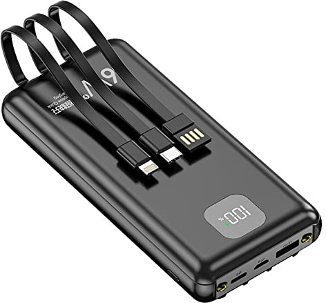 Power Bank, PowerBank, ricarica rapida con cavo 20000mAh Caricabatterie esterno portatile a ricarica rapida con capacità sottile per Smart