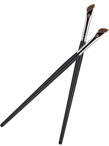 PACKOVE 2stücke Abgewinkelter Eyeliner Pinsel Für Damen Dünner Make-up-pinsel Flacher Concealer-pinsel Abgewinkelter Augenbrauenpinsel Make-up-zubehör Für Reisen