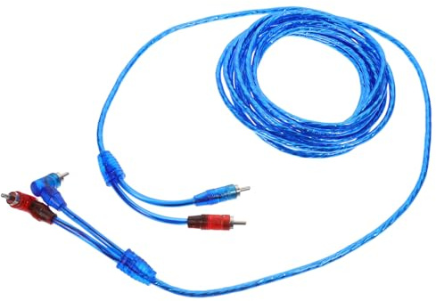 Câble Audio RCA Voiture 5m en Cuivre pour Système Audio | Double Rca vers Double Rca, Gaine Caoutchouc Bleue, Installation Simple, Transmission Stable