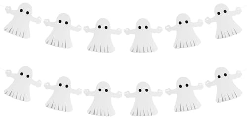 Halloween-Geisterbanner zum Aufhängen, Gruselige Geistergirlande Halloween-Kaminsimsbanner Kamingirlanden-Dekoration für Spukhäuser Türen Wände Partyzubehör für Drinnen und Draußen