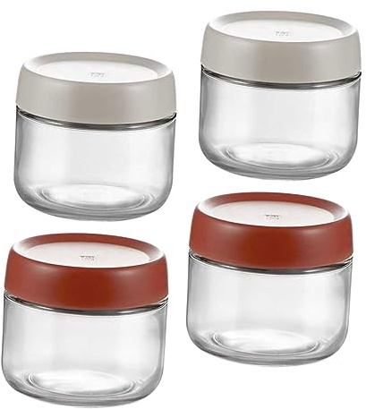CONGARTENO 4pièces Bocaux Multigrains Verre Avec Couvercle Hermétique Pour Céréales Bonbons Fruits Secs Pour Stockage Alimentaire