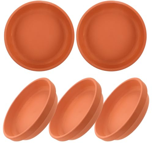 Toyvian 5 Pièces Soucoupes Rondes Terre Cuite avec Trou de Drainage sous-Pots Argile Rouge pour Plantes Intérieur et Extérieur Plateau Anti-débordement et Stable