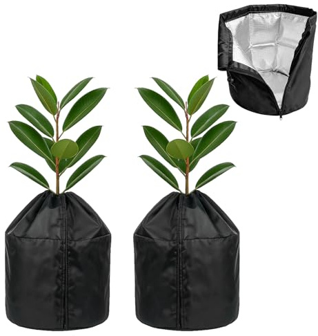 2 Stück Thermo Topfschutz - 50x45cm Topfschutz Pflanzen Winter mit Reißverschluss und Kordelzug, Winterschutz für Kübelpflanzen, Winterschutzzelt für Kübelpflanzen, Pflanzen Wurzeln Halten Warm