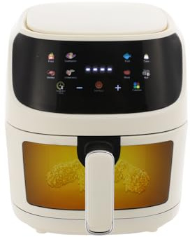 Friggitrice ad aria calda Airfryer 5 l, friggitrice ad aria calda digitale con finestra di visualizzazione, 8 programmi, friggitrice da 1350 W senza olio, touchscreen, grigliate, arrosti, ecc. (bianco