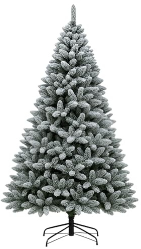 TIENDA EURASIA – Arbol de Navidad Nevado Premium | PVC y Polietileno PE | con Soporte de Metal | Forma de Abeto de Aspecto Realista | Decoracion Navidad (Nevado Happy 150 cm)