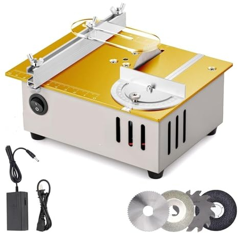 Sega da Banco, Mini sega da tavolo compatta 96 W 9000 giri/min velocità variabile angolo 0-90 profondità di taglio 15 mm set di 4 lame