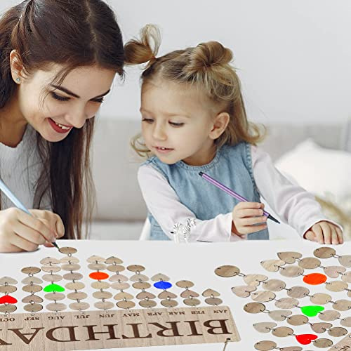 Blaihild Calendario di Compleanno Familiare in Legno con 100 Etichette Fai da Te, Pannello da Appendere Alla Parete per Tenere Traccia delle Date Importanti, con Personalizzato, per la (JM01066)
