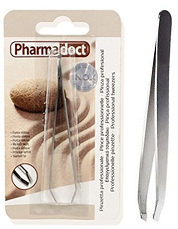 Pinzetta acciaio per sopracciglia punta obliqua PHARMADOCT pinza pinzette multiuso