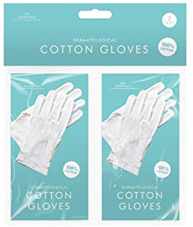Play-tec White Cotton Gloves (2 Pack) 17cm x 9cm x 1.5cm - Comfortable Hand Protection & Stylish Design, Ideal for Skin Therapy & Overnight Cream Absorption
