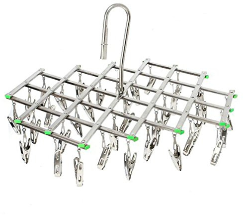 Wuyue Hua Edelstahl 35 Clips Wäscheständer, platzsparend Aufhänger Haken, Design-Aufkleber, mit Pegs für Socken, Schals, Handtücher