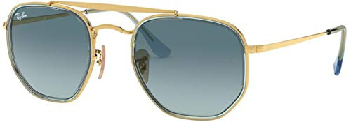 Ray-Ban Unisex-Erwachsene RB3648M Sonnenbrille, Blau (Gold), 52.0