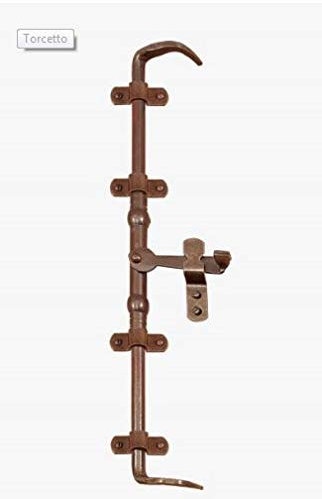 Torcetto spagnoletta in ferro battuto linea IL FORGIATO MADE IN ITALY finitura ruggine con aste esterne completo di N 02 aste da 90 cm accorciabili