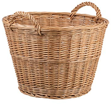 e-wicker24 Panier, panier rond, caisse, corbeille de rangement, multi usage en osier pour salon,salle de bain, cuisine, naturel (Naturel_L)