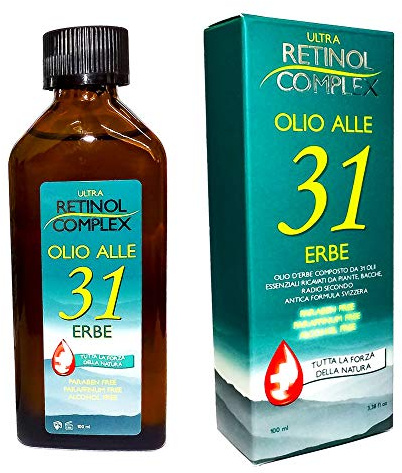 Antico Olio alle 31 Erbe con Storica ricetta Svizzera con Formula di Oli Essenziali di qualità Superiore - Made in Italy 320
