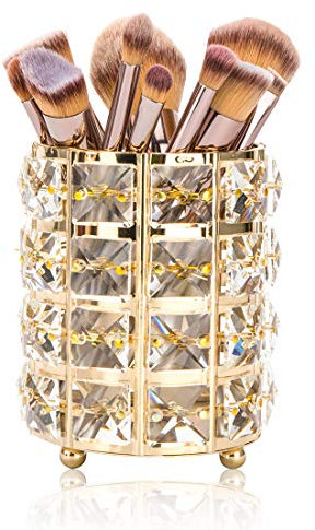 Make Up Pinsel Aufbewahrung, Tompig Schmink Aufbewahrung Pinselhalter, Kristall Runde Make Up Kosmetik Organizer Lippenstift Augenbrauenstift Stift Container Pinsel Halter Kosmetik Organizer