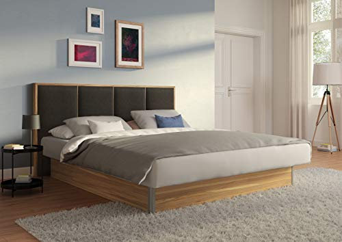 SuMa - Wasserbetten 200x200 dual freistehend m. Sockel Wildeiche und Kopfteil Quaddro, Farbe Carbon 200x200 cm in 11 Farben