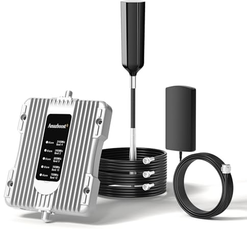 Cell Phone Booster for RV Truck, Amazboost T1 Cell Phone Signal Booster Kit for RV or Truck on Band 4, 12, 13, 17,5, 2, 25, All Networks & Carriers - Verizon, AT&T, T-Mobile, Sprint & More