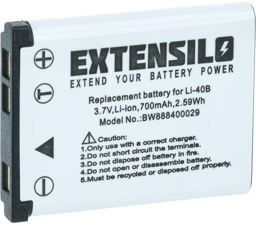 EXTENSILO batteria sostituisce Panasonic N4FUYYYY0046, N4FUYYYY0047, WX-SB100 per fotocamera digitale DSLR (700mAh, 3,7V, Li-Ion)