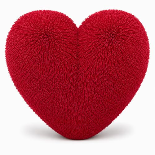 NIGHTZONE Teddy Cuddles Heart Shape 3D Fleece Filled Cushion Soft Comfortable Warm & Cozy Home Decor Size 38cm 100% Polyester Teddy Heart (Red)