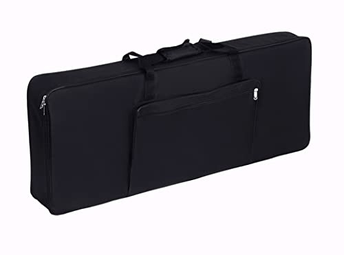 Fengtaike 61 Key Keyboard Case, Electric Piano Keyboard Carry Bag with Handle and Shoulder Strap, Soft Shell, Zipper Closure, Double Spinner Wheels, Black, Casual, Unisex