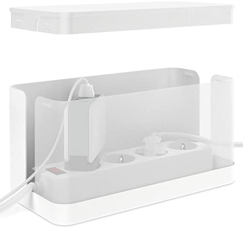 ACROPAQ Scatola Porta Cavi - Piccolo (23,5 x 12 x 11,5 cm), Scatola per nascondere cavi e ciabatte, Plastica, Bianco - Cable box, Cable management box