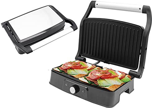 THREMA Grille-Pain À Sandwichs, Machine À Sandwichs Commerciale À Presse À Panini De 1500W, Grille-Pain Grille-Pain À Tête Unique avec Plaques Anti-adhésives, pour des Sandwichs Grillés À Fond Plat