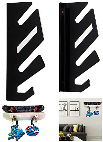 WANLIAN Doppel Wandhalterung für die Wand, Skateboard Wall Mount Display Rack mit Aufbewahrungshaken, für Boards wie Skateboards, Longboards, Snowboards,Wakeboards und Roller Skates