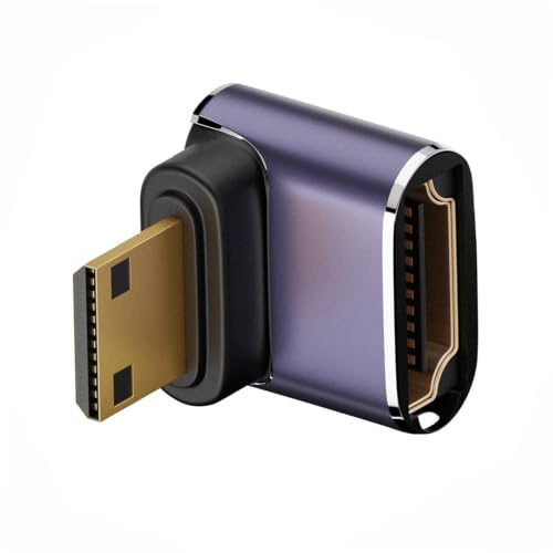 xiwai 8K 60Hz HDTV Mini HDMI 90 Grad Extender Gold Konverter, abgewinkelter Mini HDMI Stecker auf Buchse HDMI 2.1 UHD Verlängerungsadapter