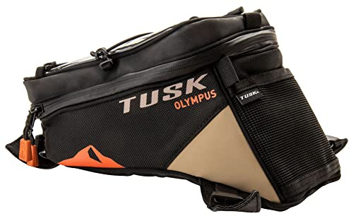 Tusk Olympus Large Tank Bag Black/Tan Durable Off-Road Motorcycle Storage Bag with Multiple Compartments and Secure Mounting