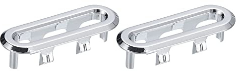 QUARKZMAN Fregadero Moldura Rebosadero Cubierta 2uds 47,6x13,5mm Plata | Fregadero Rebosadero Anillos, Ovalada Baño Cocina Lavabo Drenaje Tapa Agujero Insertables Tapas
