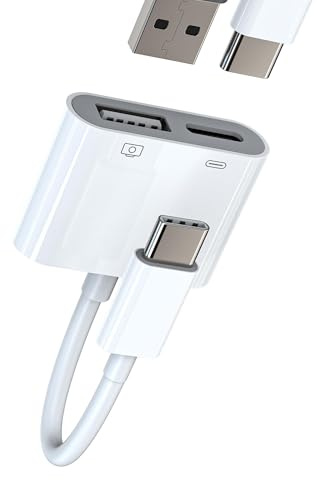 USB C Adapter(2 in 1)USB OTG 3.0 Port Splitter Charging Cable for iPhone 16 15 pro max for Apple Type C Power Charger Adapter for Ipad Mouse Keyboard USB-A Reader Device compatible for Samsung S24 S23