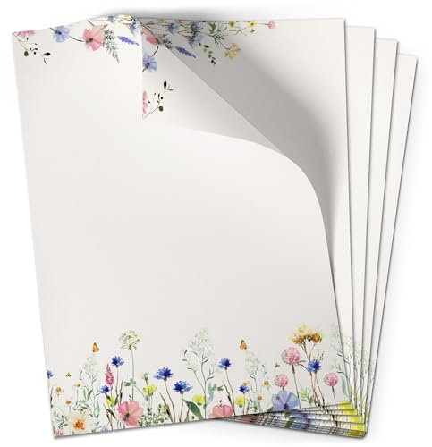 50 Blatt Briefpapier (A4) | Bienen Wiese | Motivpapier | edles Design Papier | beidseitig bedruckt | Bastelpapier | 90 g/m²