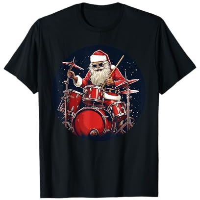 Rock'n Roll Weihnachtsmann für Schlagzeuger Jungen und Mädchen T-Shirt