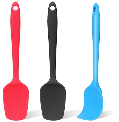 3 Pcs Small Spatulas Set Silicone Jar Spatulas Heat Resistant Non-Stick Mini Spatulas Jam Spreader Scraper Rubber Spatula Silicone Kitchen Utensils for Cooking Baking and Cake Icing Frosting 8 Inches