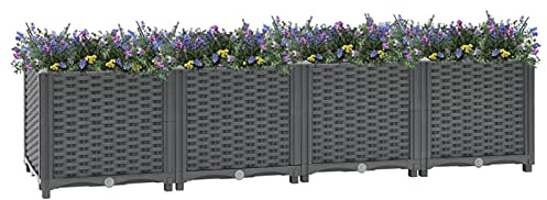 ZEYUAN Lit surélevé 160x40x38 cm Polypropylène,Bordure Pierre,Kit Gabion,Gabion Jardiniere