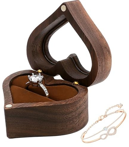 Ringschatulle aus , herzförmige Ringbox, samtweiche Innenhalterung, handgefertigte -Präsentationsbox, Schmucktruhe, herzförmig, für Antrag, Verlobung, Hochzeit, Geburtstagsgeschenk