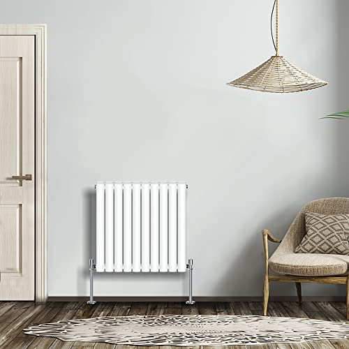 NRG Radiateur moderne blanc 600 x 590 mm double panneau ovale radiateur intérieur design horizontal radiateurs de salle de bain