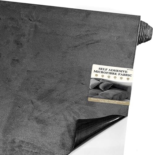 Fondlife Mikrofaserstoff Selbstklebend für Cockpit 150 * 40cm (Schwarz grau)