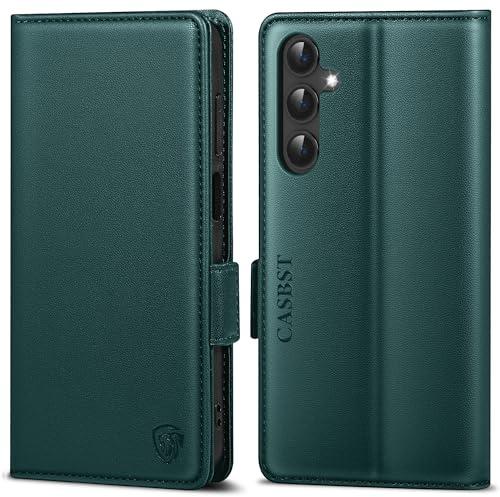 CASBST Handyhülle für Samsung Galaxy S23 Hülle, Premium Leder Schutzhülle Klappbar für Samsung S23, Flip Case mit Kartenfach Ständer Magnet Handytasche mit RFID Klapphülle für Galaxy S23 Blaugrün