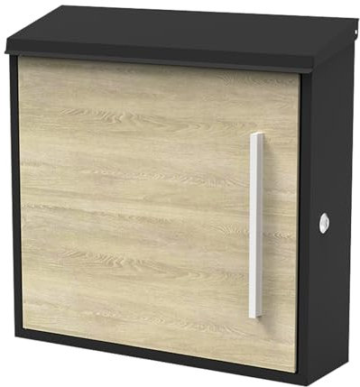 Cassetta Postale con Serratura a Parete Resistente Alle Intemperie, Cassetta Posta Effetto Legno, Cassetta Della Posta Maniglia in Lega di Alluminio(Black)