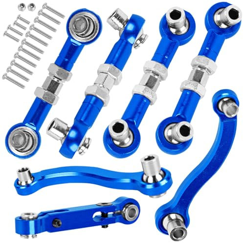 BRCatWPark Aluminum Turnbuckles Camber Links Toe Links w/Rod Ends Steering Linkage Set Upgrades Part for 1/18 LaTrax Teton,RC Adjustable Turnbuckles Hop-Up,Navy Blue