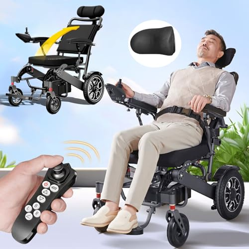 CXYTX Silla De Ruedas Motorizada, Sillas De Ruedas Ligeras Plegables Para Adultos, Mando A Distancia Puede Tumbarse Y Caminar, Silla De Ruedas Portátil Eléctrica De Viaje Y Uso Todo Terreno,26ah