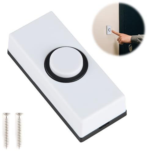 Pulsante per campanello cablato universale con filo in plastica resistente ai raggi UV, resistente alle intemperie, design a parete, include 2 viti di montaggio, ideale per casa, garage, magazzino,