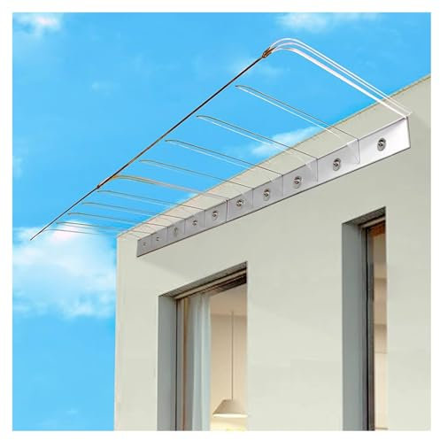 Tenda da finestra in policarbonato trasparente, design curvo, protezione estendibile, ideale per portici e tetti, resistente alle intemperie, 40 x 190 mm, spessore 3 mm