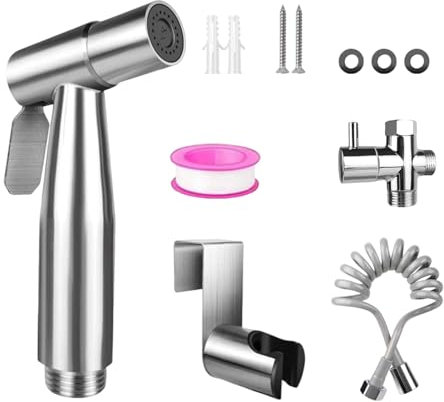 Handheld Bidet Sprayer for Toilet, Adjustable Water Pressure with Bidet Hose for Feminine Wash, Stainless Steel Toilet Bidet for Baby Diaper Sprayer