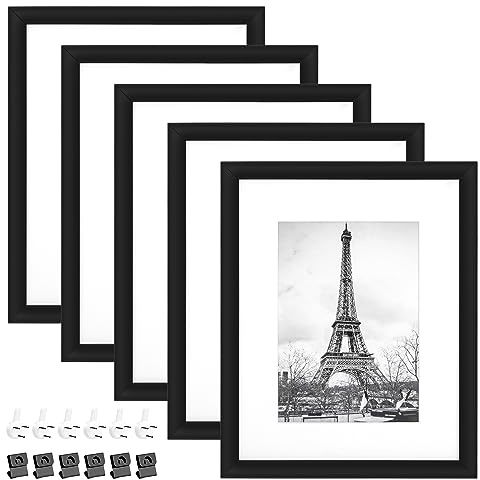 Yesaler Marcos de Fotos 20x25cm Marco de Foto con Paspartú Conjunto de Portafotos Marcos de Pared y Mesa para Decoración del Hogar 5 Piezas Negro