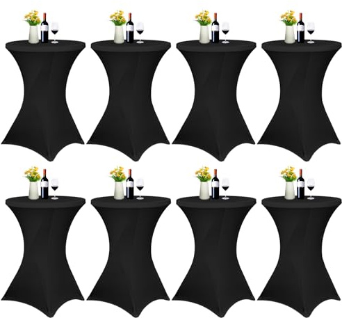 8er-Set Stretch Stehtisch Husse für Bistrotisch Ø 70-75 cm Schwarz | Elegante,Verstärkung im Fußbereich,Maschinenwäsche Stretch-Husse Schwarz Hussen für Stehtische und Bistrotische(70×110cm)